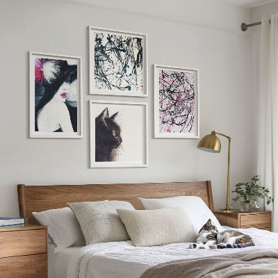 Polittico con cornice Motivi astratti di pittura per gatti