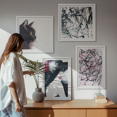 Polittico con cornice Motivi astratti di pittura per gatti