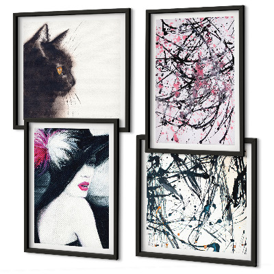 Polittico con cornice Motivi astratti di pittura per gatti