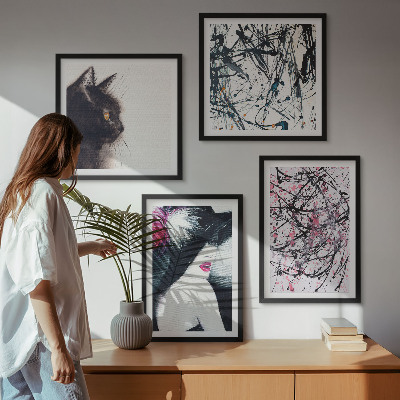 Polittico con cornice Motivi astratti di pittura per gatti