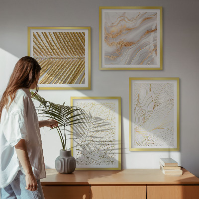 Galleria a parete Motivi a foglia marmo astratto