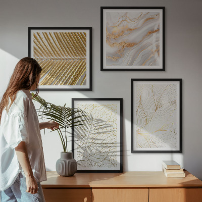 Galleria a parete Motivi a foglia marmo astratto