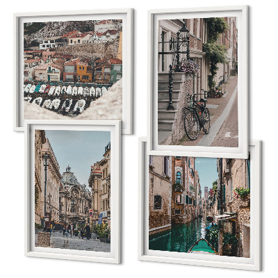 Composizione di 4 quadri Le affascinanti vie delle città portuali