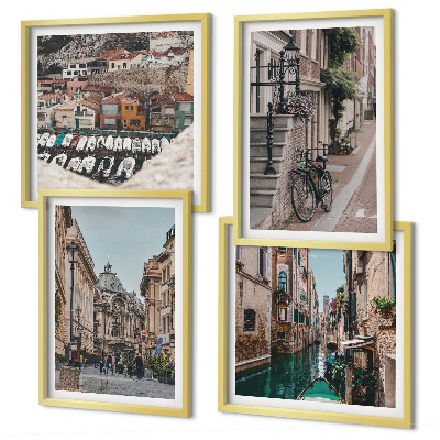 Composizione di 4 quadri Le affascinanti vie delle città portuali