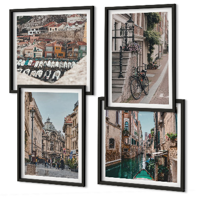 Composizione di 4 quadri Le affascinanti vie delle città portuali