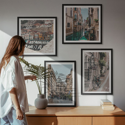 Composizione di 4 quadri Le affascinanti vie delle città portuali