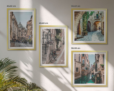 Composizione di 4 quadri strade veneziane, architettura dell'acqua