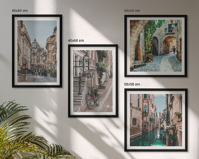 Composizione di 4 quadri strade veneziane, architettura dell'acqua