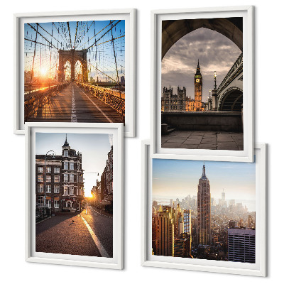 Polittico con cornice Set di dipinti con vedute di Londra