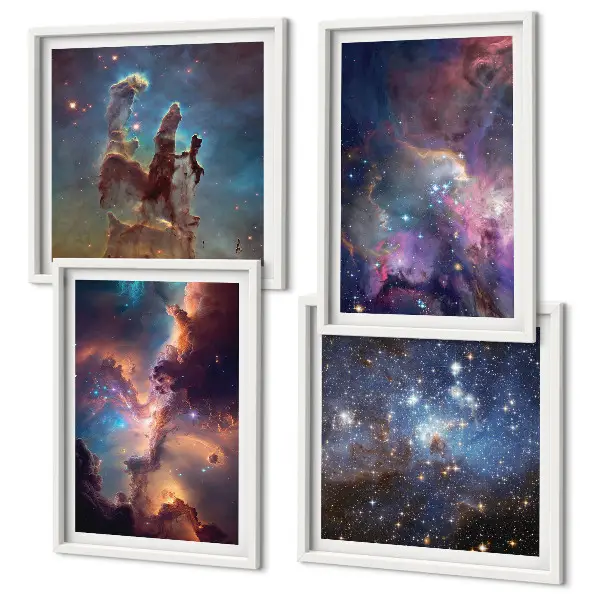 Paesaggi stellari cosmici composizione di 4 quadri