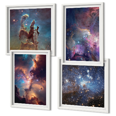 Composizione di 4 quadri Paesaggi stellari cosmici