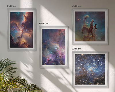 Composizione di 4 quadri Paesaggi stellari cosmici