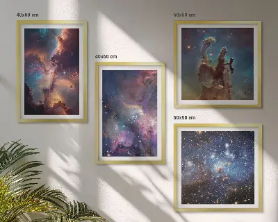 Paesaggi stellari cosmici composizione di 4 quadri