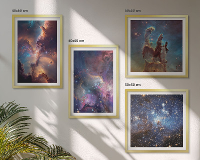 Composizione di 4 quadri Paesaggi stellari cosmici