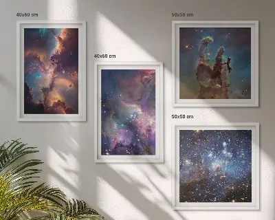 Paesaggi stellari cosmici composizione di 4 quadri