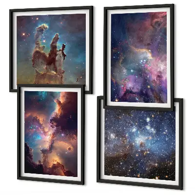 Paesaggi stellari cosmici composizione di 4 quadri