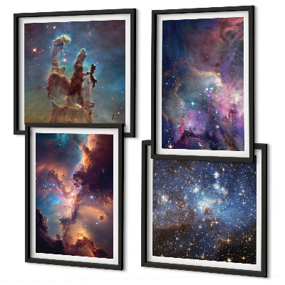 Composizione di 4 quadri Paesaggi stellari cosmici