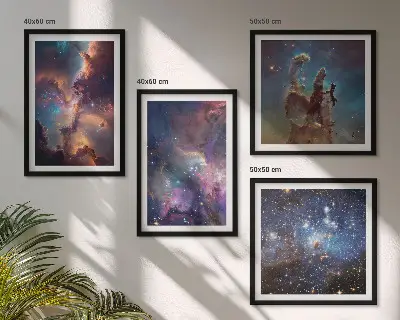 Paesaggi stellari cosmici composizione di 4 quadri
