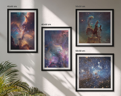 Composizione di 4 quadri Paesaggi stellari cosmici