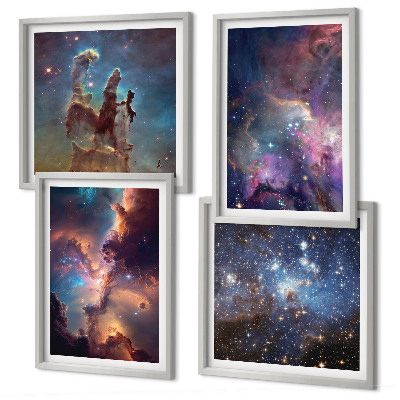 Composizione di 4 quadri Paesaggi stellari cosmici