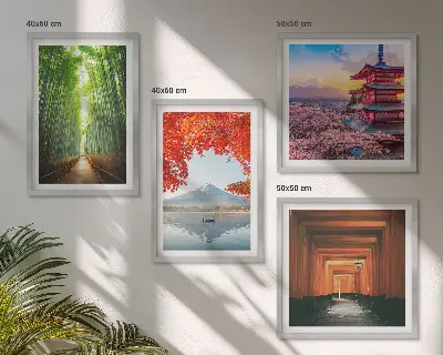 Foresta di bambù Fuji torii, Giappone polittico con cornice