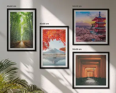 Foresta di bambù Fuji torii, Giappone polittico con cornice