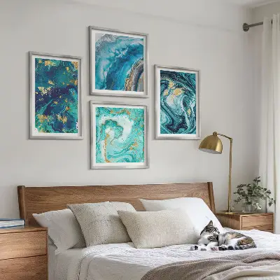 Polittico con cornice quadro con pittura astratta decorativa
