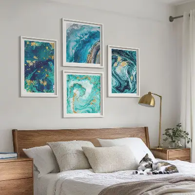 Polittico con cornice quadro con pittura astratta decorativa