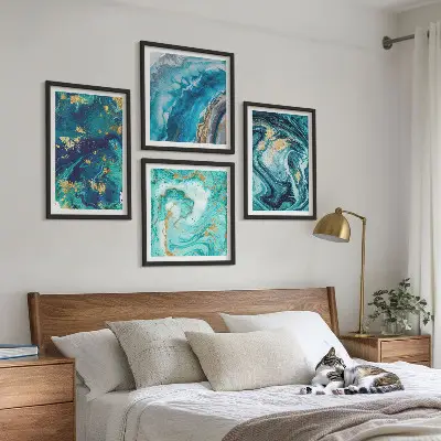 Polittico con cornice quadro con pittura astratta decorativa