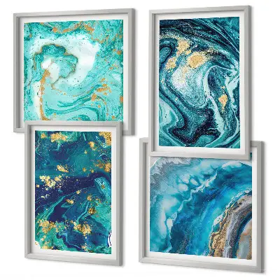 Polittico con cornice quadro con pittura astratta decorativa