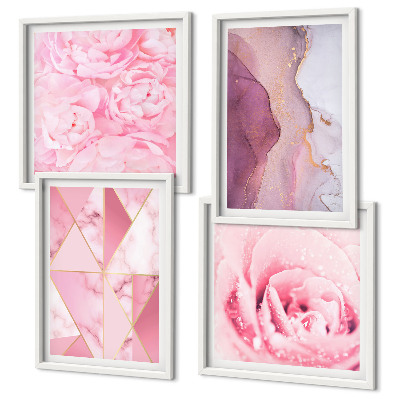 Galleria a parete Peonie geometriche rosa