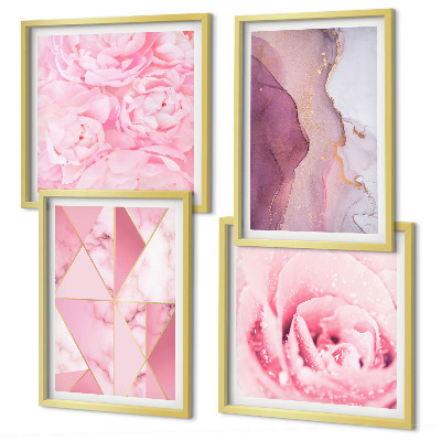Galleria a parete Peonie geometriche rosa