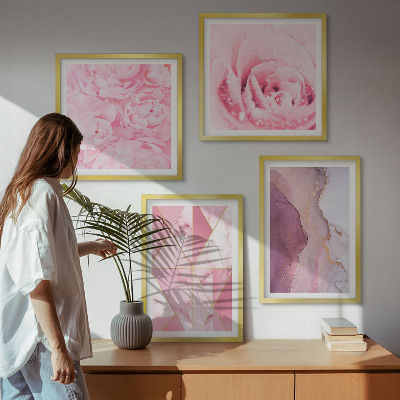 Galleria a parete Peonie geometriche rosa