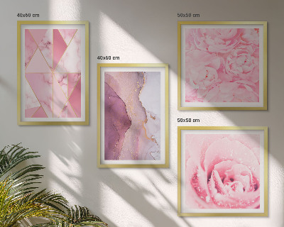 Galleria a parete Peonie geometriche rosa