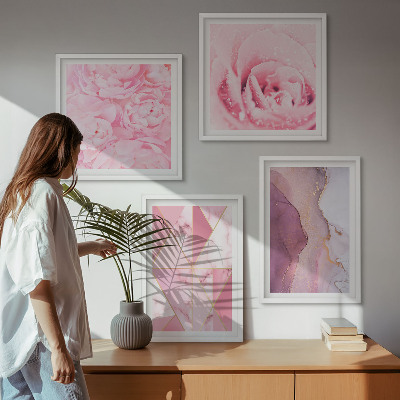 Galleria a parete Peonie geometriche rosa