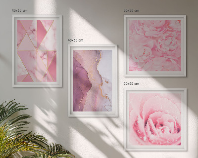 Galleria a parete Peonie geometriche rosa