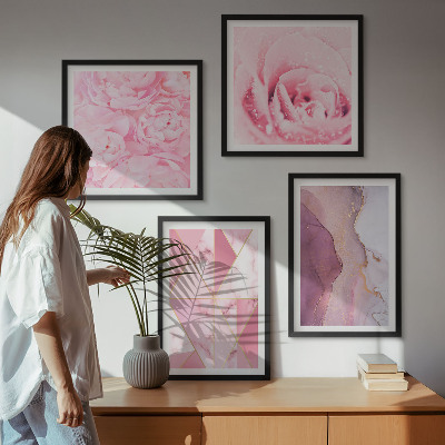 Galleria a parete Peonie geometriche rosa