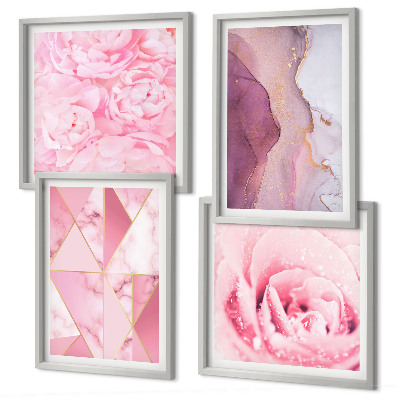 Galleria a parete Peonie geometriche rosa