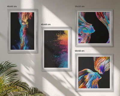 Composizione di 4 quadri Astrazioni colorate volti forme