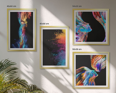 Composizione di 4 quadri Astrazioni colorate volti forme