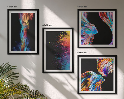 Composizione di 4 quadri Astrazioni colorate volti forme