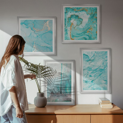 Polittico con cornice Motivi astratti nelle sfumature del blu