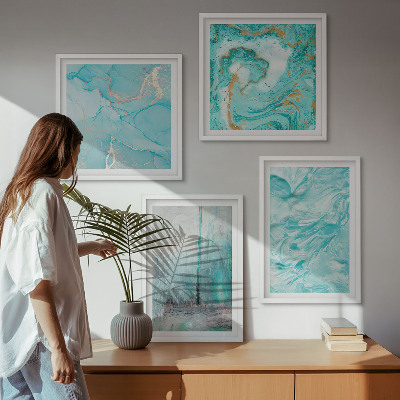 Polittico con cornice Motivi astratti nelle sfumature del blu