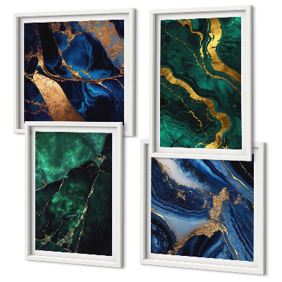 Composizione di 4 quadri Eleganti motivi decorativi sulle pietre