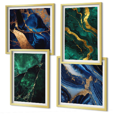 Composizione di 4 quadri Eleganti motivi decorativi sulle pietre