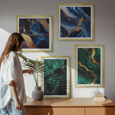Composizione di 4 quadri Eleganti motivi decorativi sulle pietre