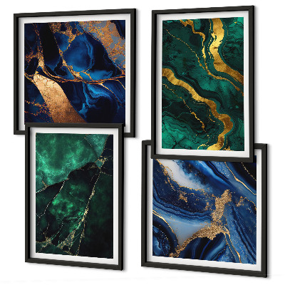 Composizione di 4 quadri Eleganti motivi decorativi sulle pietre