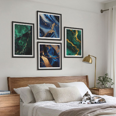 Composizione di 4 quadri Eleganti motivi decorativi sulle pietre