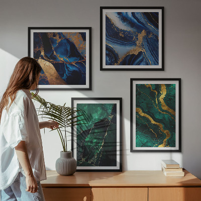 Composizione di 4 quadri Eleganti motivi decorativi sulle pietre
