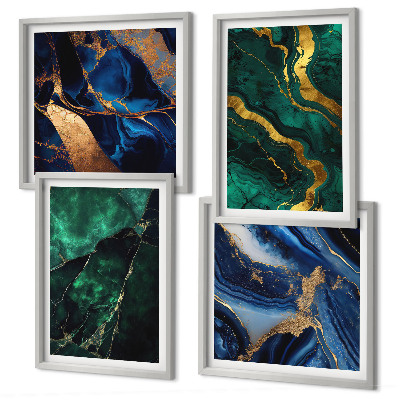 Composizione di 4 quadri Eleganti motivi decorativi sulle pietre